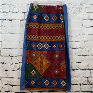 Vtg Southwestern Stunning Diamond L Maxi Skirt - image 1